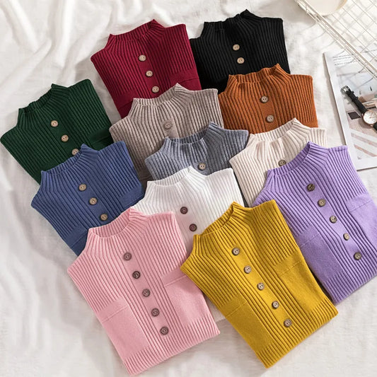 Women Turtleneck Sweater Soft Knitted Winter Tops
