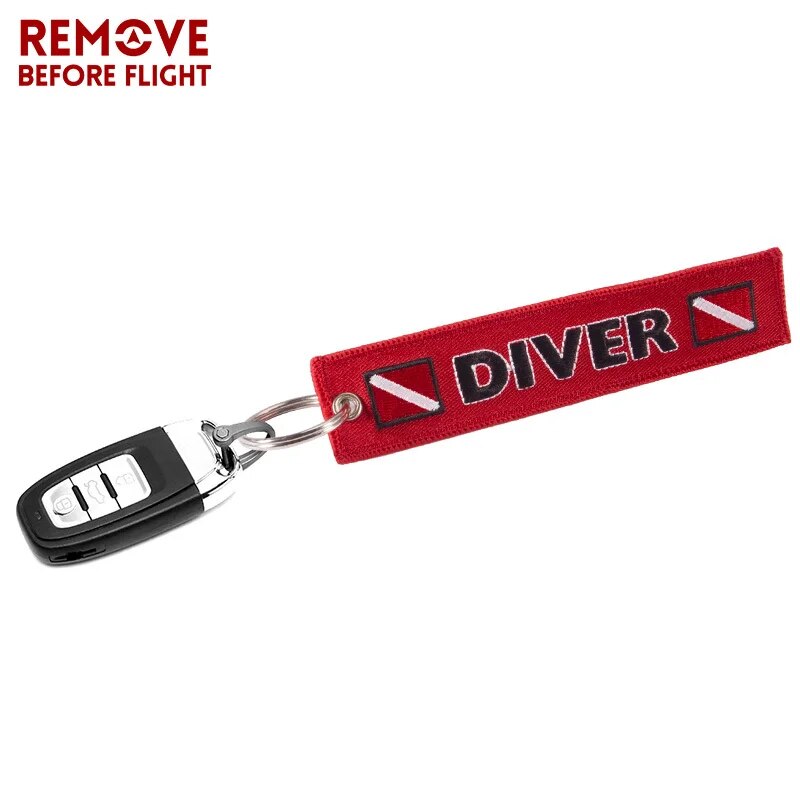3PCs Keychain DIVER Key Ring Motorcycle Red Key Chain