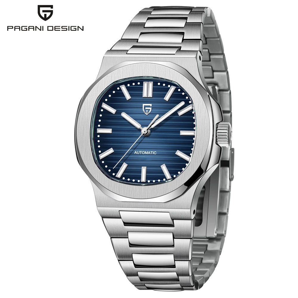 PAGANI Men's Watch Automatic Mechanical 40MM WristWatch Stainless Steel AR Sapphire Glass
