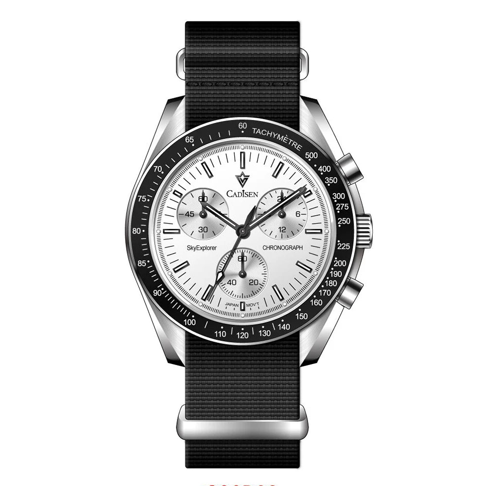 Men Watches Quartz Sapphire AR Coated Crystal Canvas VK68 Chronograph