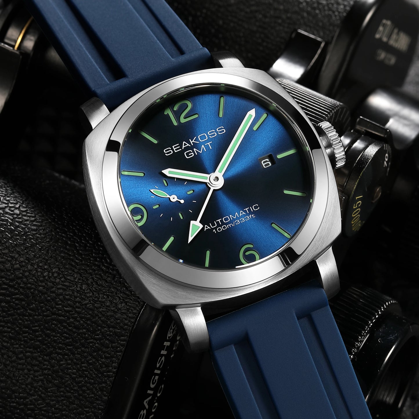 SEAKOSS GMT Diving Automatic Seagull 316L Super Luminous Calendar 10Bar