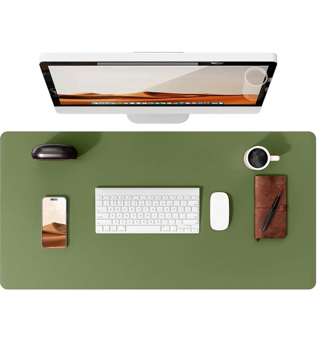 Mouse Pad Office Desk Mat Leather Desk Pad Protector Non-Slip PU Leather Desk Blotter