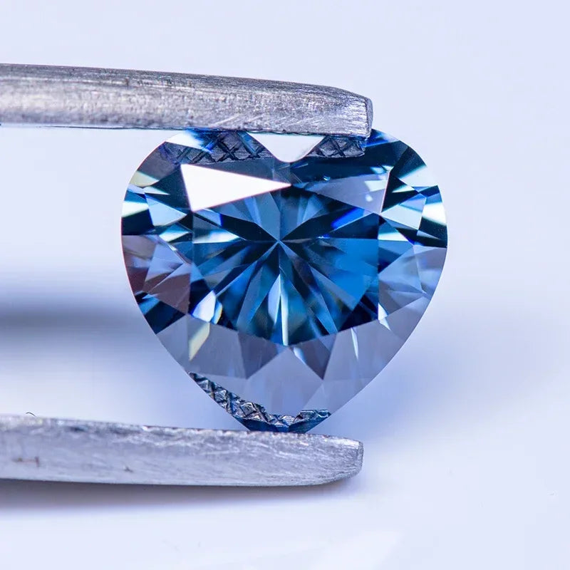 RARE Moissanite Stone Heart Shape Royal Blue With GRA Certificate