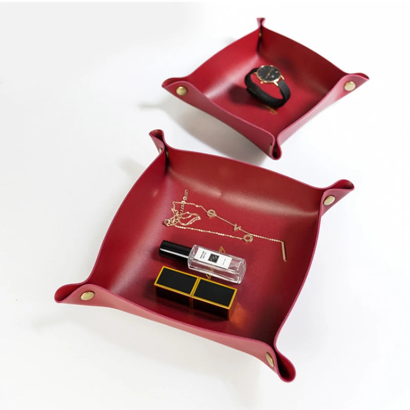 Leather Storage Tray Organizer Box