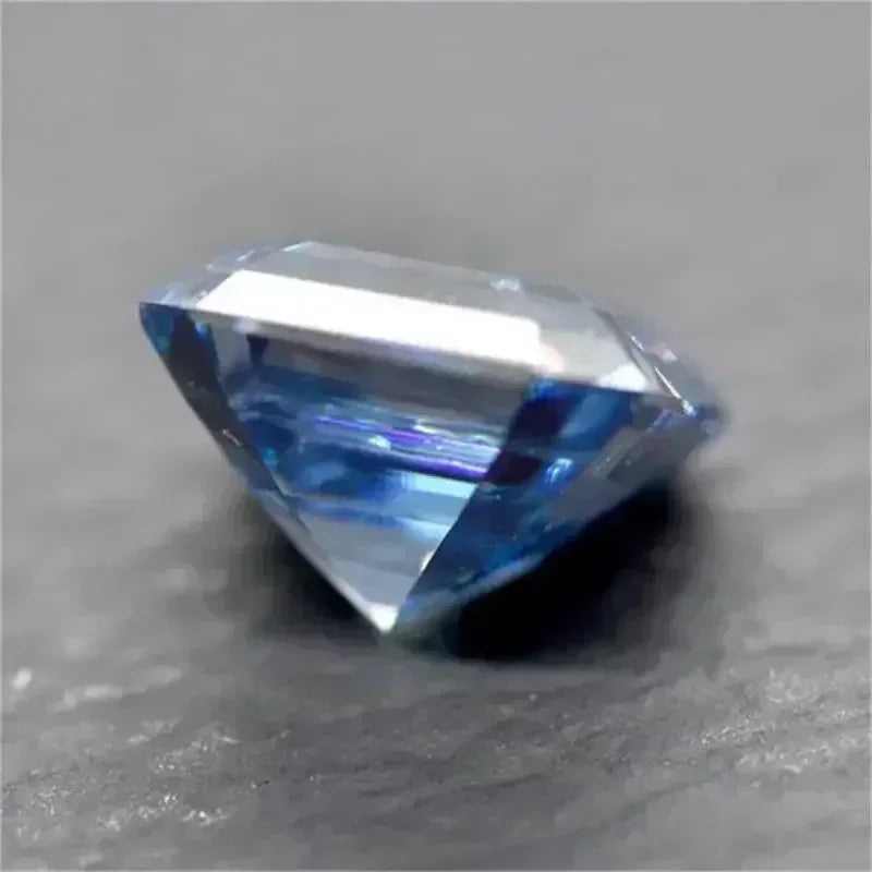 Moissanite Sapphire Blue Asscher Cut With GRA Certificate