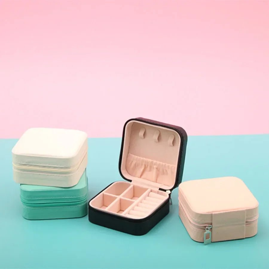 Mini Jewelry Organizer Display Travel Jewelry Zipper Case Box