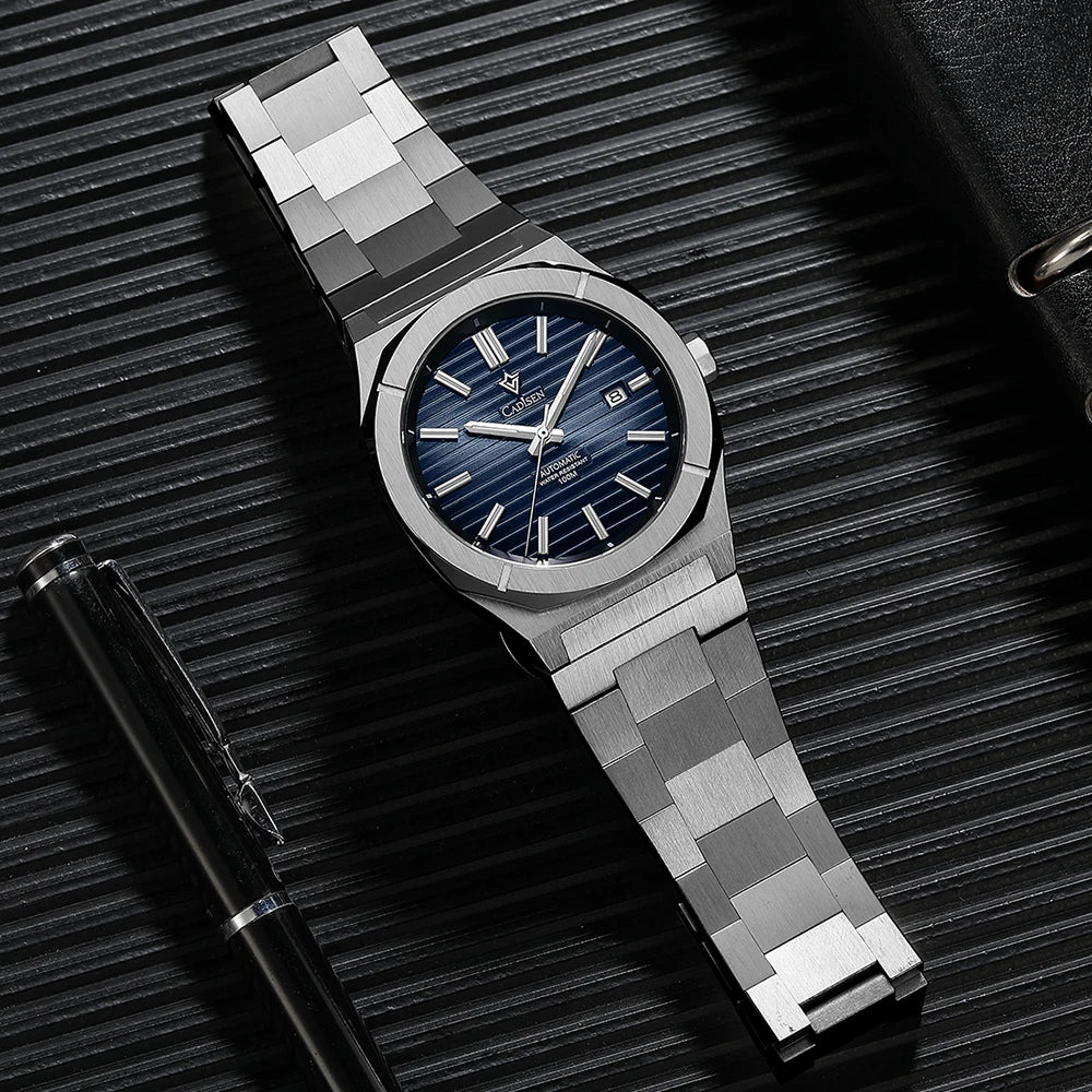 CADISEN Blue Diver Man Watch Sapphire 8215 Automatic Mechanical Watches 10Bar