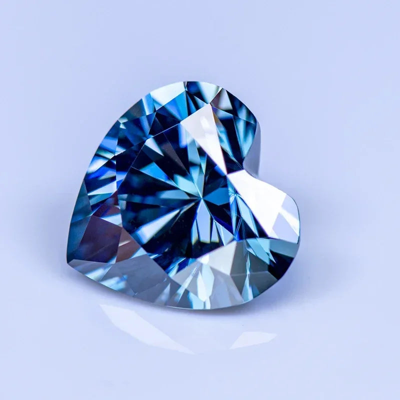 RARE Moissanite Stone Heart Shape Royal Blue With GRA Certificate