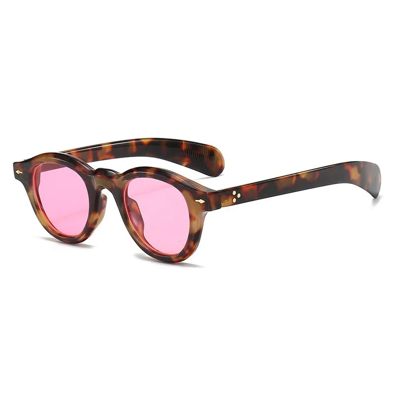 Fashion Small Round Sunglasses Women Retro Clear Ocean Lens Shades UV400 Men Rivets Punk Sun Glasses