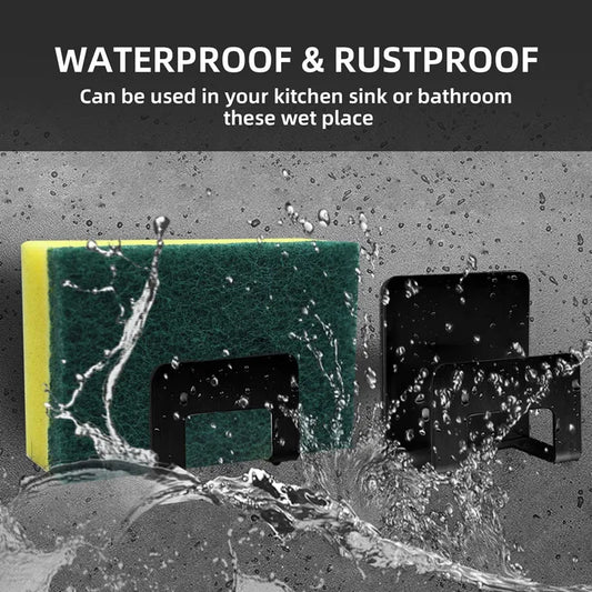 Steel Sink Tray Drainer Rack Kitchen Sponge Holders Self Adhesive Storage