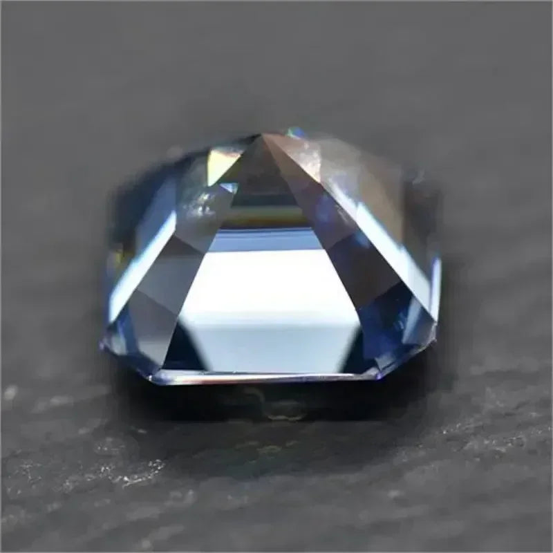 Moissanite Sapphire Blue Asscher Cut With GRA Certificate