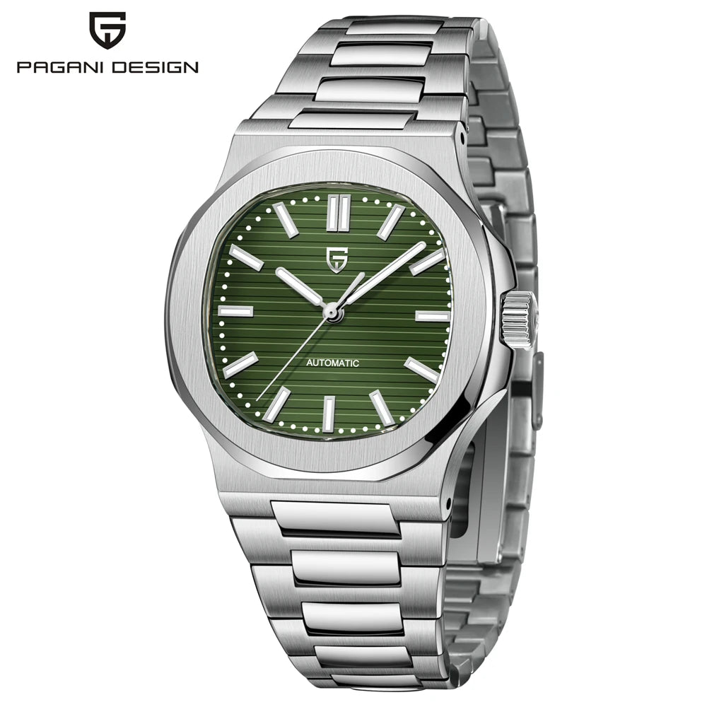 PAGANI Men's Watch Automatic Mechanical 40MM WristWatch Stainless Steel AR Sapphire Glass