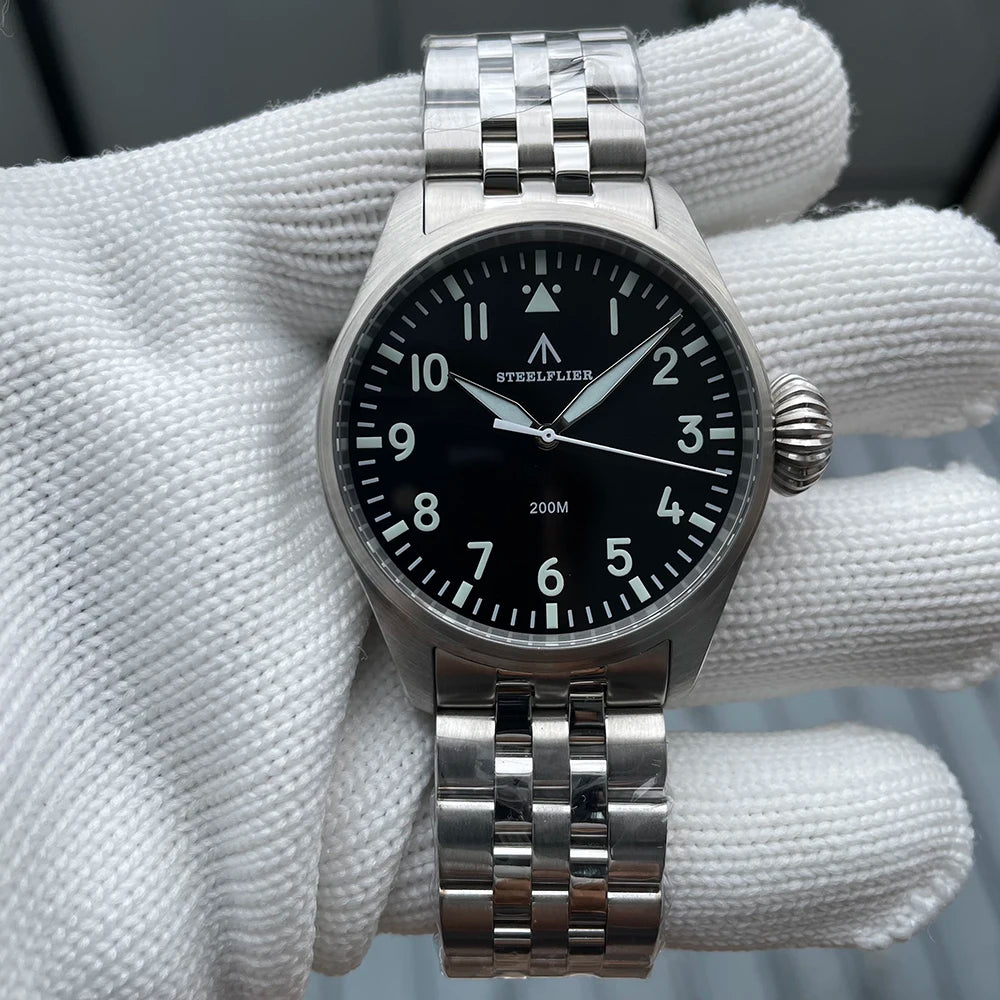 Military Watch Quartz Steel Strap Onion Crown Waterproof Sapphire Crystal Watch