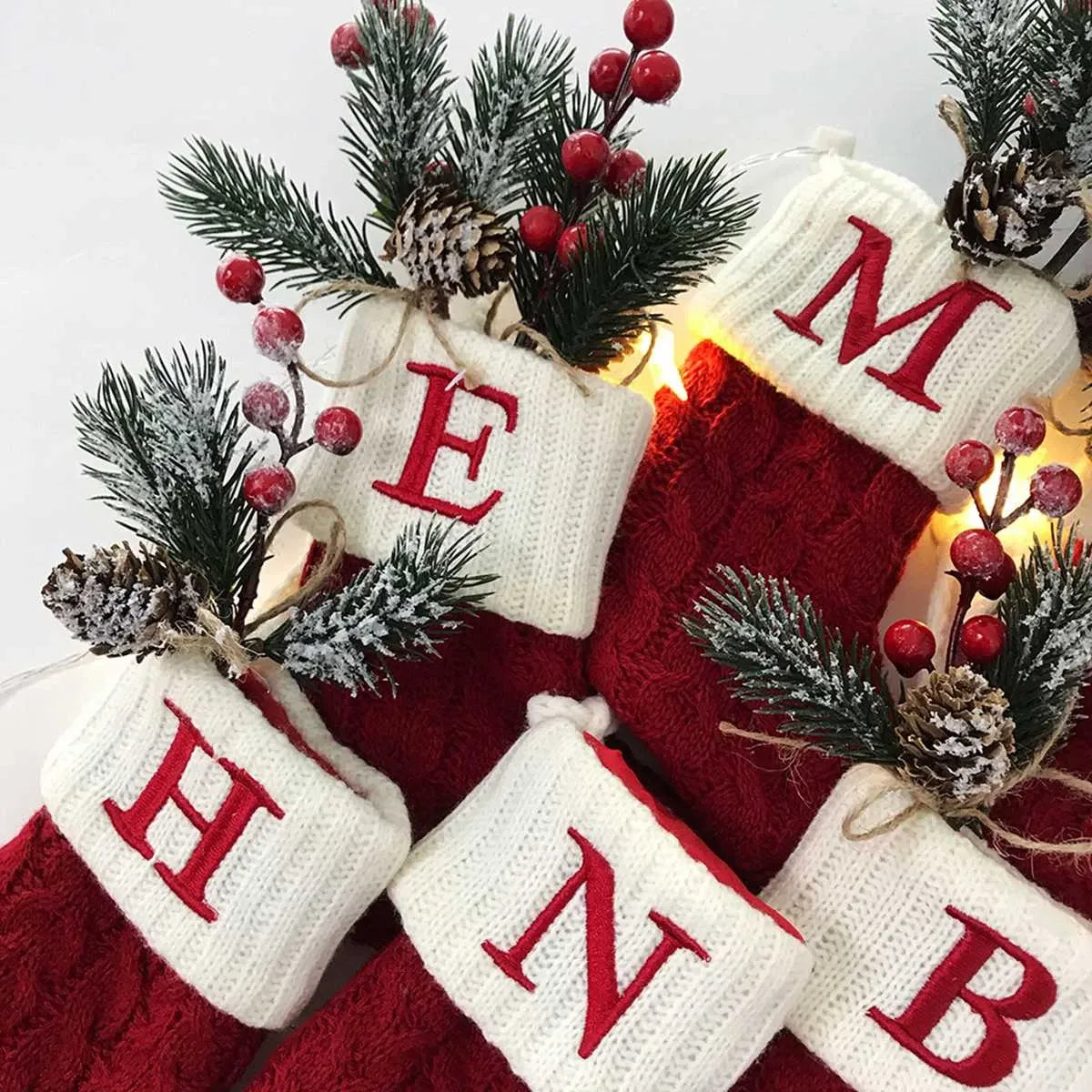 Christmas Socks Name Letter Decor Xmas Gift
