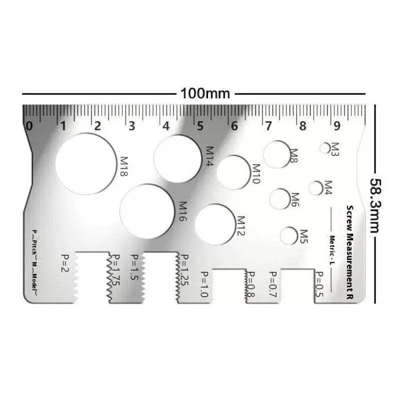 Stainless Steel Screw Thread Pitch Gauge – Metric Bolt & Nut Measuring Ruler