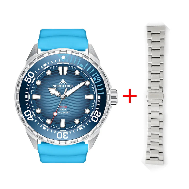 TRITON Solar Powered Dive Watch Quartz 316L Stainless Steel Waterproof