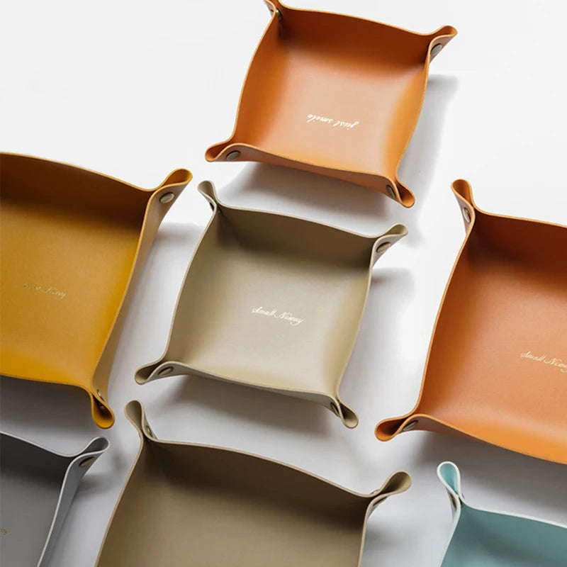Leather Storage Tray Organizer Box