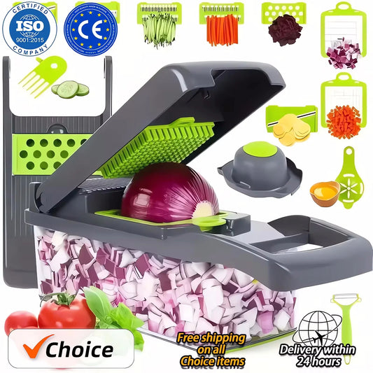 Versatile 16-in-1 Slicer: Transform Fruits & Veggies Fast