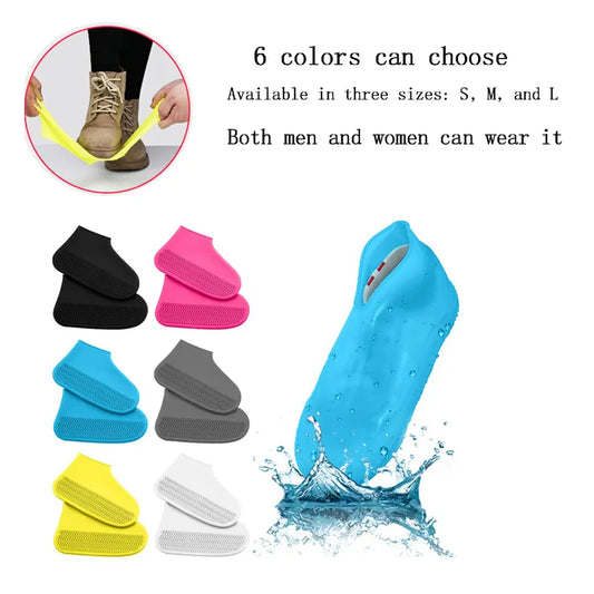 1 Pair Non-slip Silicone Shoe Elastic Wear-resistant Rain Cover Boots Reusable
