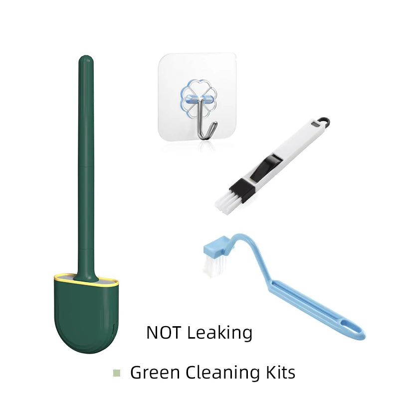 Wall Mounted Toilet Brush Silicone Brush Head Cleaner Toilet Bathroom