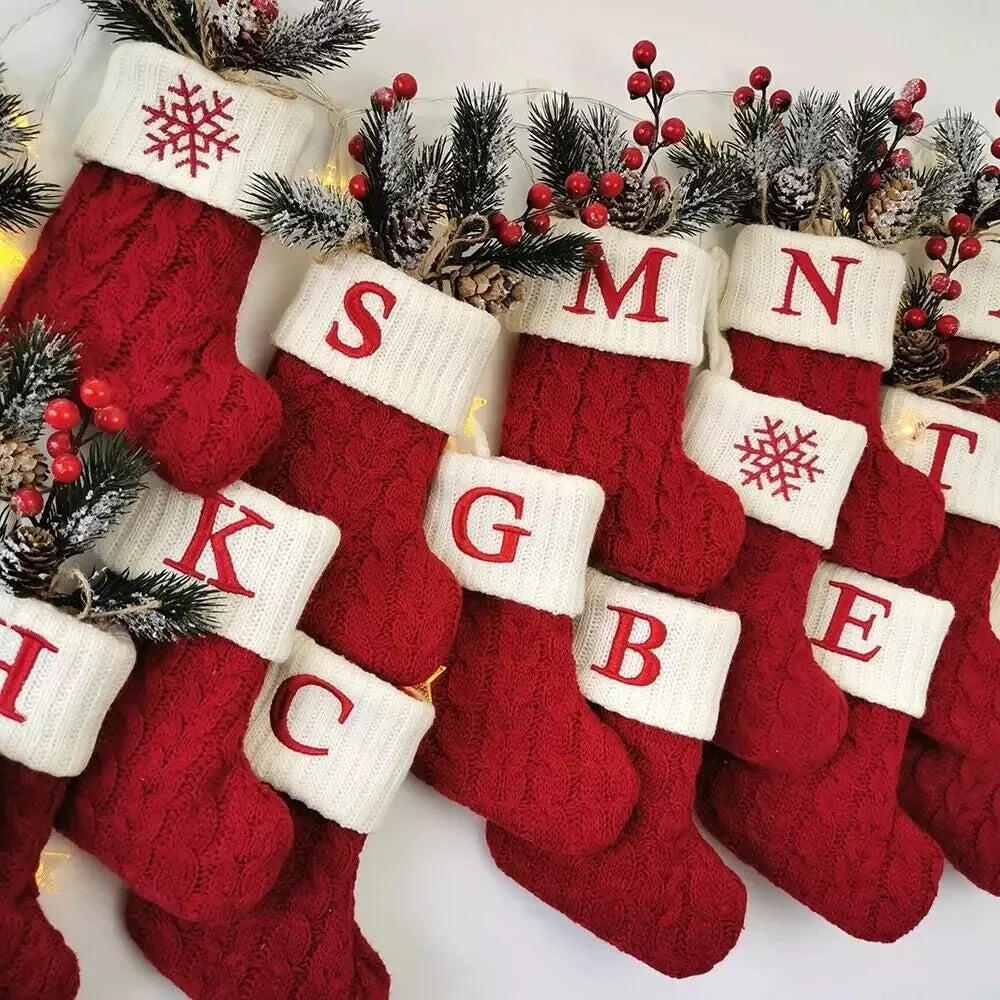Christmas Socks Name Letter Decor Xmas Gift