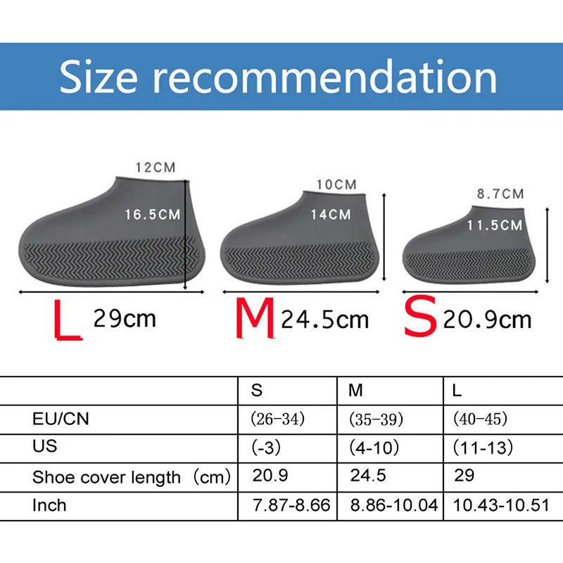 1 Pair Non-slip Silicone Shoe Elastic Wear-resistant Rain Cover Boots Reusable