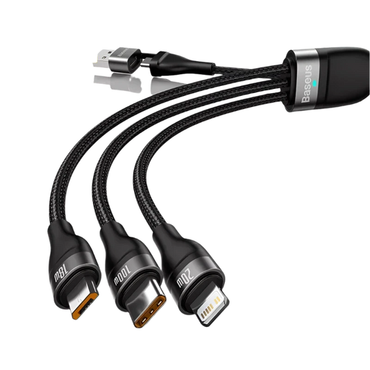 Versatile 3-in-1 USB Type C Charger Cable - 100W Power