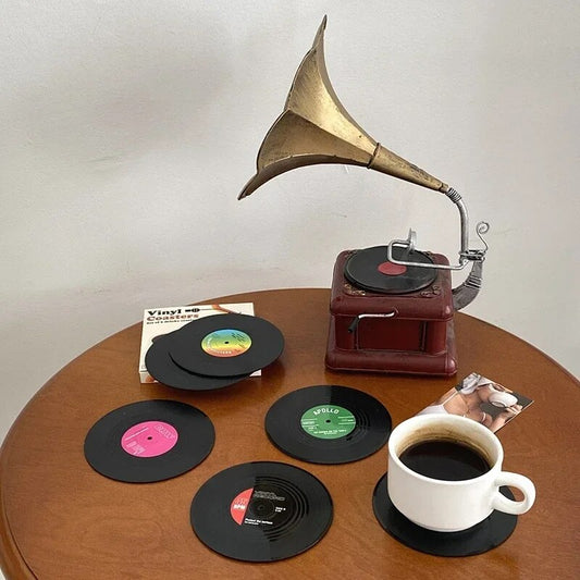 Retro Vinyl Record Anti-slip Coffee Coasters Mug Mat Home Decor