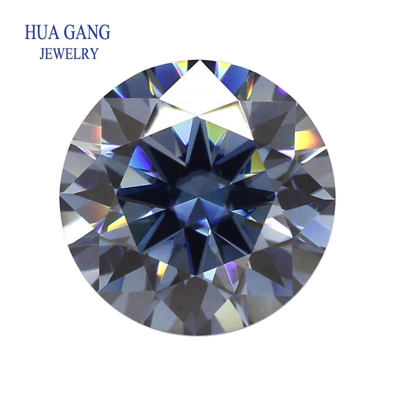 Royal Blue Color Loose Moissanite Stone Sapphire Gemstone 0.5~3ct Round Beads VVS1 Excellent Cut Test Positive Diamonds
