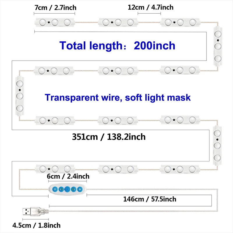 Makeup Mirror LED Light USB 5V