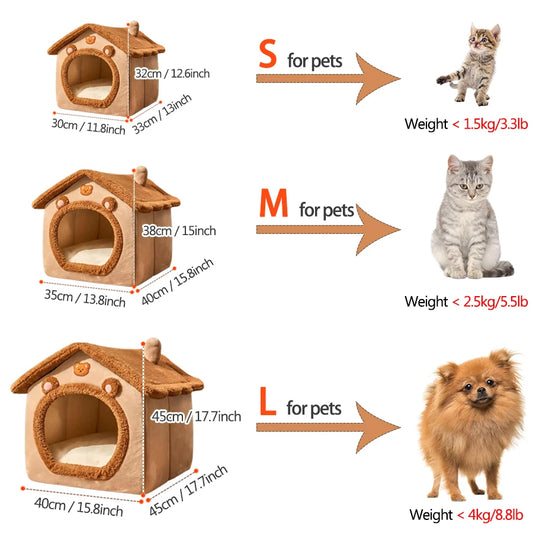 Washable Pet Cat House: Comfortable Puppy Cave