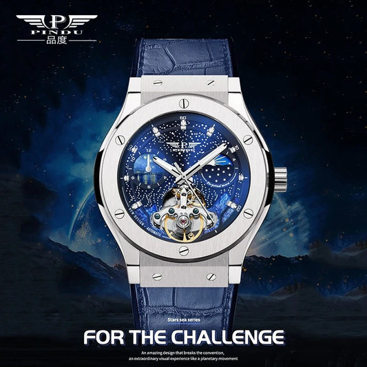 UNIVERSE Wristwatch Men's Blue Dial & Leather Bracelet LUX25