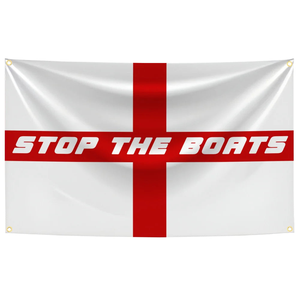 Polyester Stop The Boats Flag - Proudly British Design 🎁 Buy 6 & GET 2 FREE