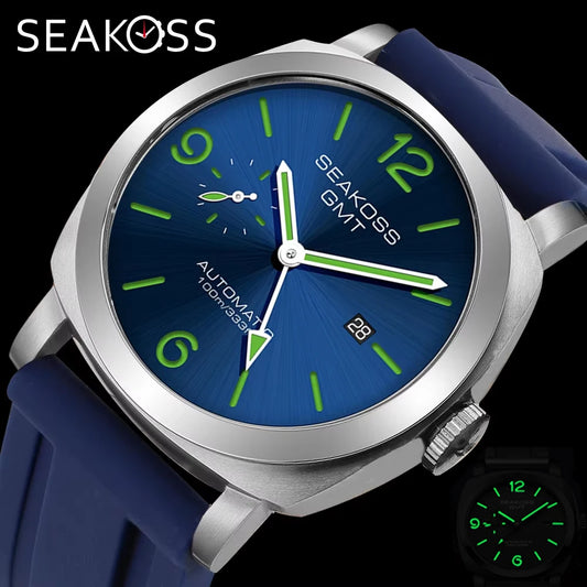 SEAKOSS GMT Diving Automatic Seagull 316L Super Luminous Calendar 10Bar