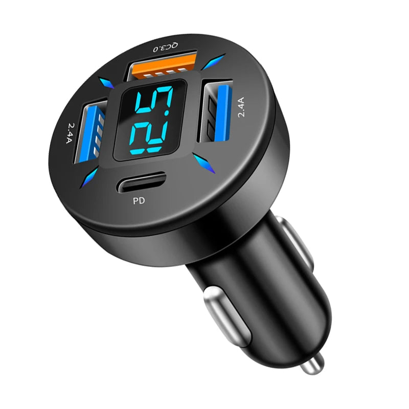 66W USB Type C Charger For Car PD 4 USB Car Quick Charge QC3.0 12/24 V Car Cigarette Lighter Socket Splitter For iPhone Huawei