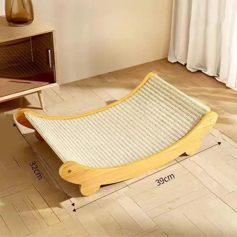 Stylish Wooden Cat Scratching Pad and Sleep Solution