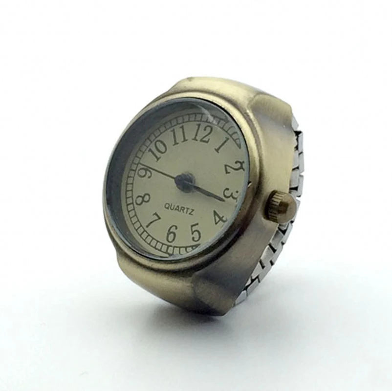 Jewelry Finger Watch for Women Stretchy Elastic Band Round Simple Dial Quartz Ring Watches for Daily & Office