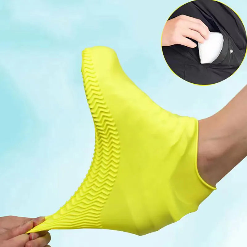 1 Pair Non-slip Silicone Shoe Elastic Wear-resistant Rain Cover Boots Reusable