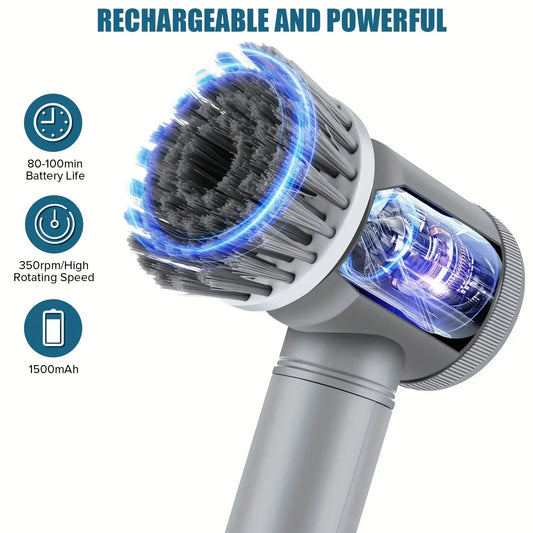 Cordless Electric Spin Scrubber with 5 Replaceable Brush Heads