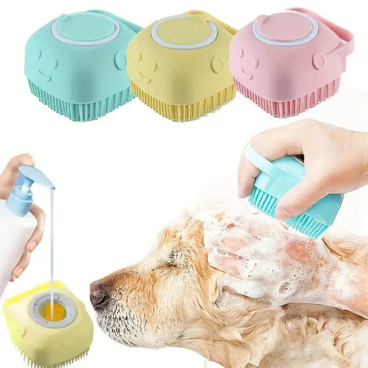 Soft Silicone Dog Bath Brush Massage Shampoo Dispenser