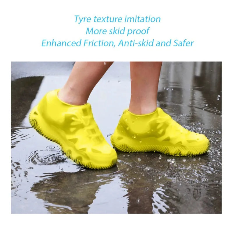 1 Pair Non-slip Silicone Shoe Elastic Wear-resistant Rain Cover Boots Reusable