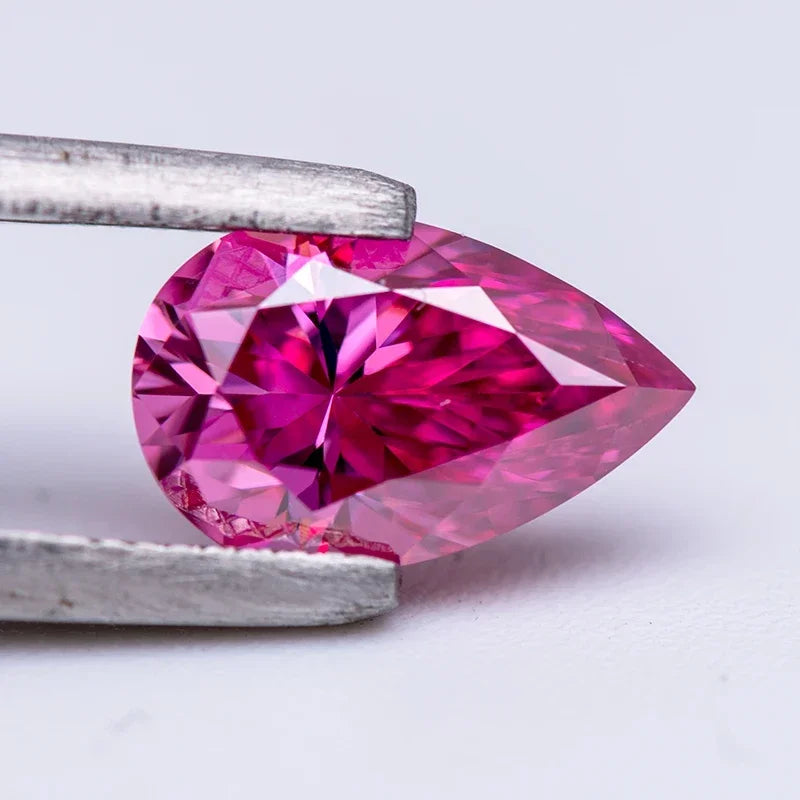Moissanite Pink Color Pear Cut Lab Gemstone DIY Ring Necklace Earrings with Certificate