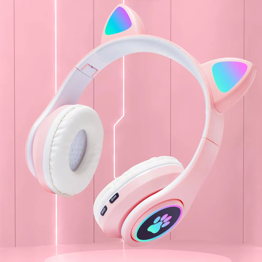 Bluetooth Headphones Cat Ear Glow Light Gamer Girl Gifts