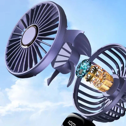 Portable Handheld Personal Rechargeable Fan LED Digital Display 90°Adjustable Rechargeable Fan , 5 Speed Wind Mini Aromatherapy