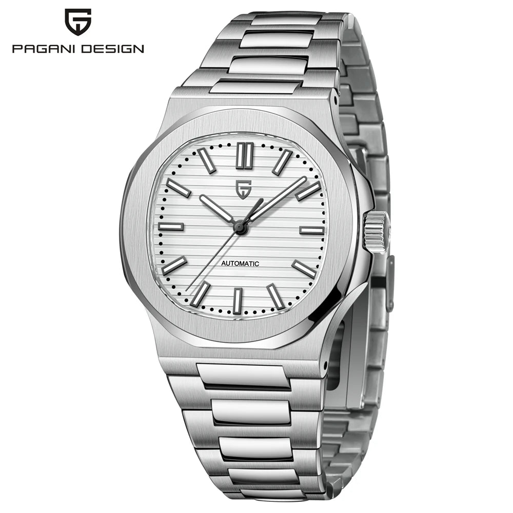 PAGANI Men's Watch Automatic Mechanical 40MM WristWatch Stainless Steel AR Sapphire Glass