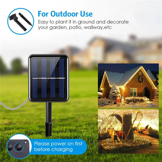 Solar Christmas Lights Outdoor LED String Lights for Garden Tree & Festive Decor
