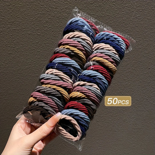 Hair Ties 50pcs Mixed Color Simple Hair Ties Unisex Hair Accessories
