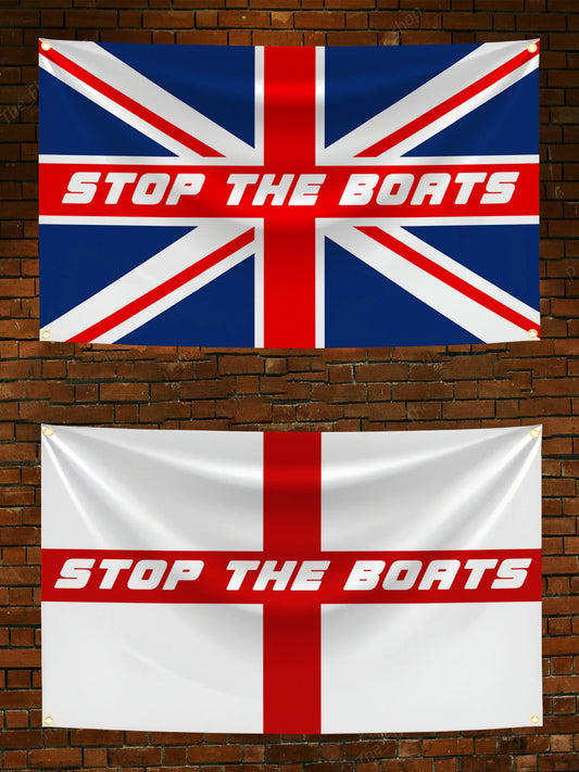 Polyester Stop The Boats Flag - Proudly British Design 🎁 Buy 6 & GET 2 FREE