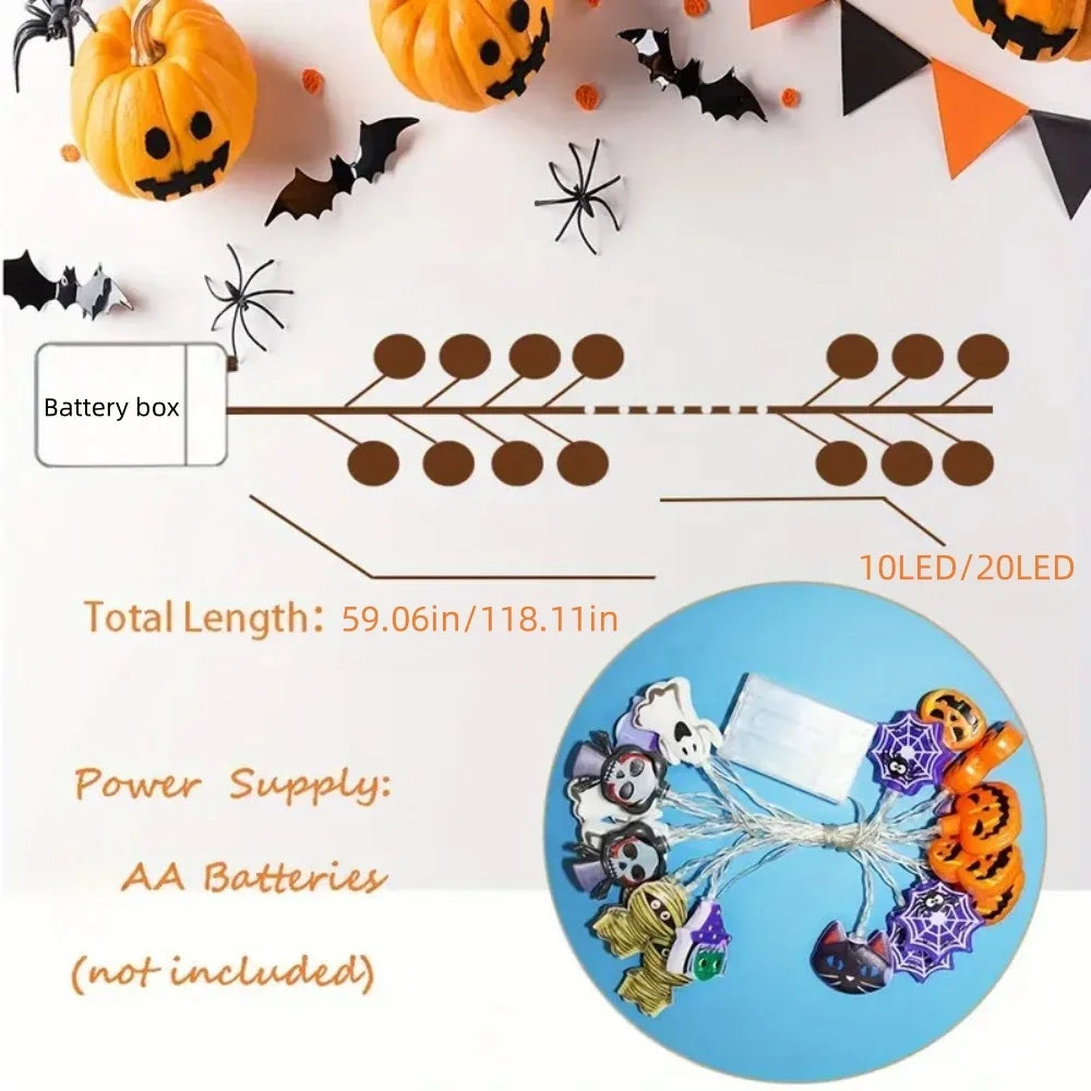 1PC 1.5M10LED/3M20LED Halloween Battery LED String Halloween Decor