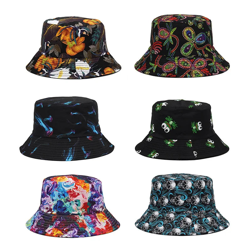 Graffiti Bucket Hat Floral Fisherman Hat
